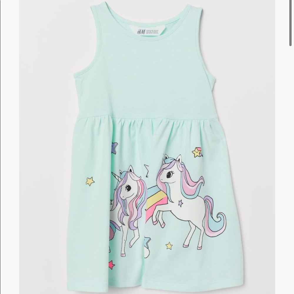H&M Sleeveless Unicorn Print Cotton Dress